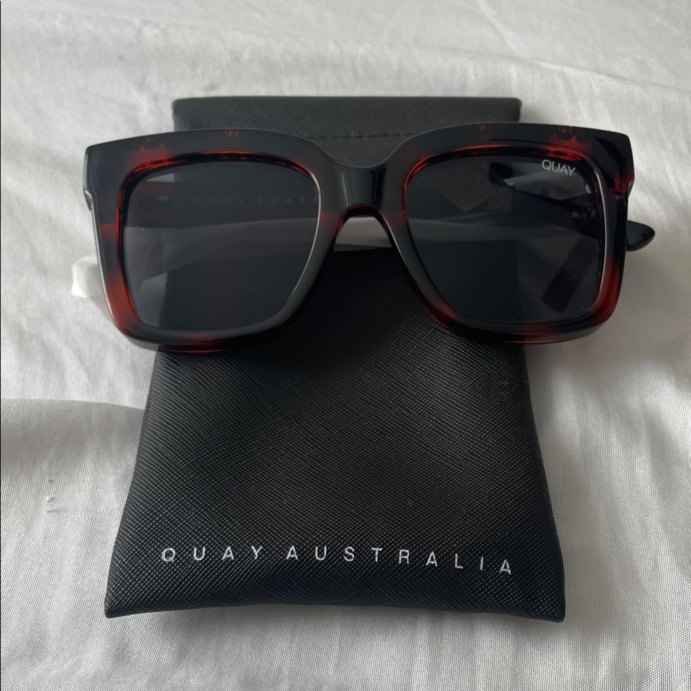 Quay Australia Black and Red Square Sunglasses